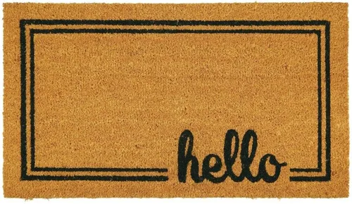 mDesign - Tapete para puerta de entrada con fibras naturales, con texto.