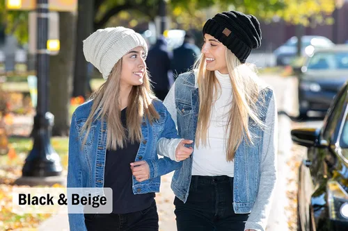 Miniatura 3 de Funky Junque Trendy Warm Oversized Chunky Soft Oversized Cable Knit Slouchy Beanie 2 Pack Bundles