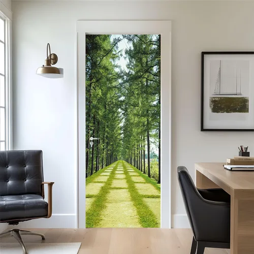 Miniatura 14 de artfanke Adhesivos 3D para puerta, 30.3 x 78.7 pulgadas, papel tapiz de piedra para puerta de escalera de piedra, calcomanías autoadhesivas