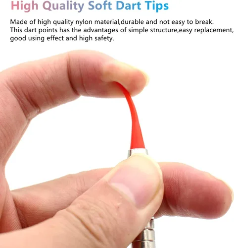 Miniatura 4 de Puntos de dardos de punta de plástico con rosca 2BA, paquete de 300 puntas de dardos suaves, accesorios de repuesto para dardos negro y rojo y azul