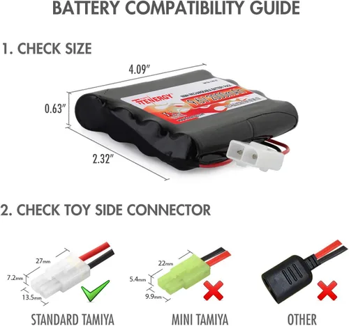 Miniatura 4 de Tenergy Paquete de 2 baterías NiMH planas de 9.6 V para coche RC, batería recargable de alta capacidad de 8 celdas de 2000 mAh, paquete de repuesto
