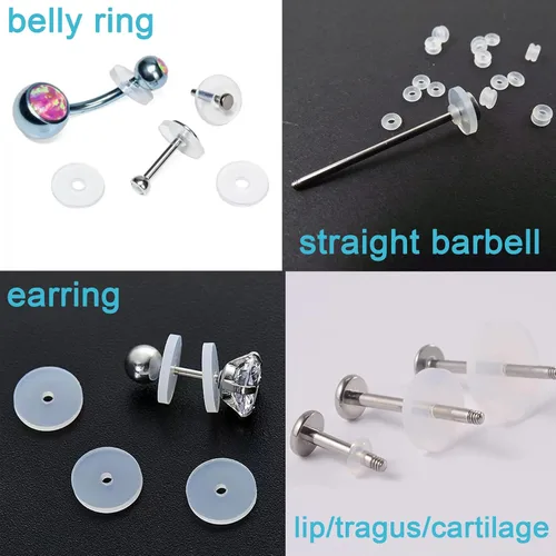 Miniatura 5 de MODRSA Almohadillas de disco transparente sin tirones de plástico para piercing Bump, discos de silicona, disco de perforación de silicona