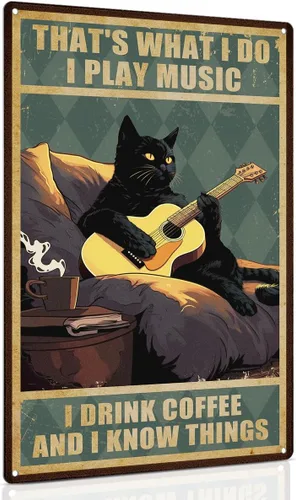 Miniatura 12 de ALKB Divertido letrero de gato negro – I Do What I Want - Letreros de metal para amantes de los gatos, regalo para decoración de pared en casa