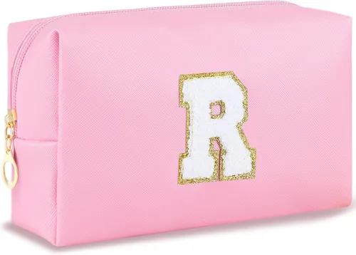 Miniatura 119 de URSKYTOUS Regalos para niñas, bolsa de maquillaje con inicial, bolsa de cosméticos personalizada con cremallera, bonita bolsa de aseo de viaje, Azul