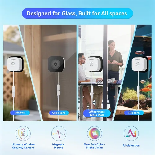 Miniatura 7 de Cámara magnética para ventana, cámara de seguridad para ventana con visión nocturna, cámara interior de 3MP 2K para seguridad del hogar, habilitada