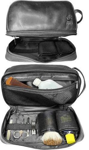 Miniatura 4 de RUSTIC TOWN Neceser de cuero – Kit impermeable para hombres y mujeres, organizador de viaje para artículos esenciales de tamaño completo, aprobado