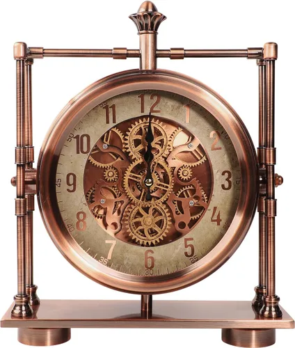 Miniatura 8 de Moving Gears - Reloj de escritorio, reloj de manta, arte industrial steampunk, relojes decorativos para sala de estar, casa de campo, oficina, ideas