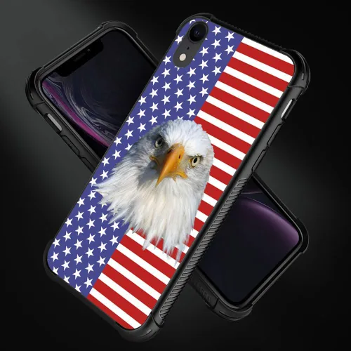 Miniatura 4 de DJSOK Funda compatible con iPhone XR, H American Eagle Flag con cuatro esquinas, protección a prueba de golpes, TPU suave y patrón de policarbonato