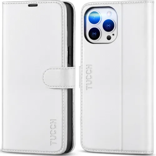 Miniatura 13 de Funda tipo billetera TUCCH para iPhone 14 Pro Max de 6.7", con bloqueo RFID, soporte para 4 tarjetas [carcasa interior de TPU a prueba de golpes]