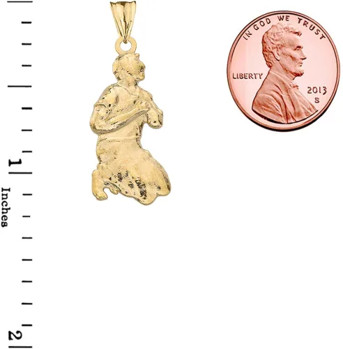 Miniatura 3 de Collar con colgante de milagros de oro amarillo de 14 quilates Milagros milagro orando hombre