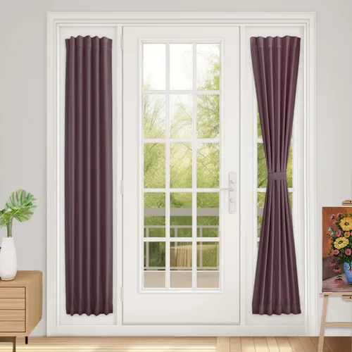 Miniatura 40 de Vatge - Cortinas autoadhesivas para puerta francesa, tratamiento de ventana con filtro de luz sin varillas ni perforaciones para puertas de cristal