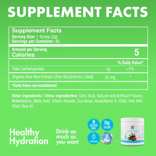 Miniatura 6 de Yes You Can! Mezcla de bebida en polvo de aloe vera, refuerzo de hidratación infundido con extracto de aloe vera orgánico puro, deliciosos sabores