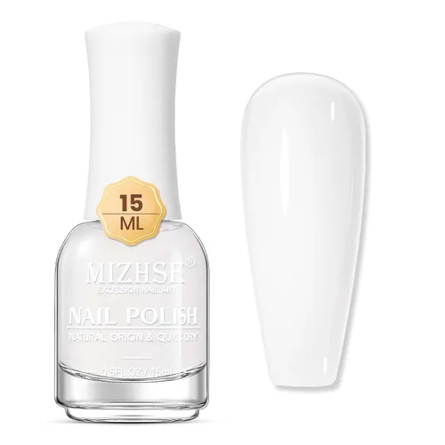 Miniatura 9 de MIZHSE Esmalte de uñas de secado rápido, esmalte de uñas blanco lechoso de secado al aire rápido, 15 ml de esmalte de uñas a base de agua regular