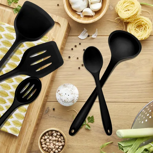 Miniatura 8 de E-far Juego de 10 utensilios de cocina de silicona, juego de utensilios de cocina resistentes al calor para utensilios de cocina antiadherentes