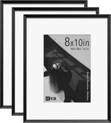 Miniatura 85 de VCK Marco de Fotos de 5 x 7 Pulgadas Negro, Marco de Poster de Aluminio de Alta Calidad con Vidrio Templado, Para Mostrar Fotos de 4 x 6