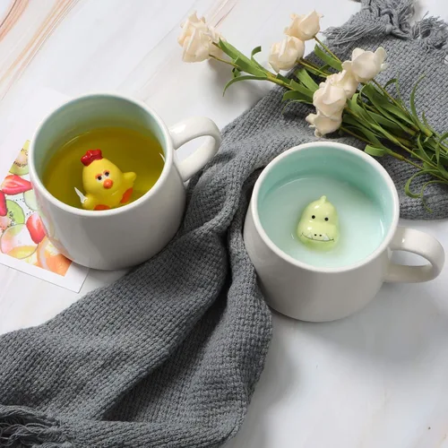 Miniatura 3 de Taza de café 3D con unicornio en el interior, linda figura de animal hecha a mano en cerámica, regalo para Navidad, cumpleaños o día de la madre