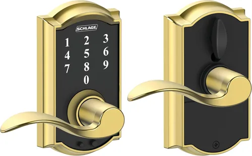 Miniatura 21 de Schlage - Cerradura táctil Camelot con picaporte Accent, cerradura de entrada electrónica sin llave (bronce envejecido, FE695 CAM 716 ACC)