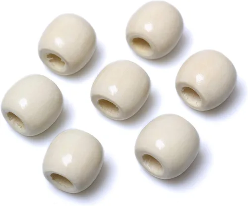 Miniatura 12 de 300 cuentas de madera beige de 0.472 x 0.433 in, cuentas espaciadoras de madera con agujero grande de 0.197 pulgadas para hacer manualidades
