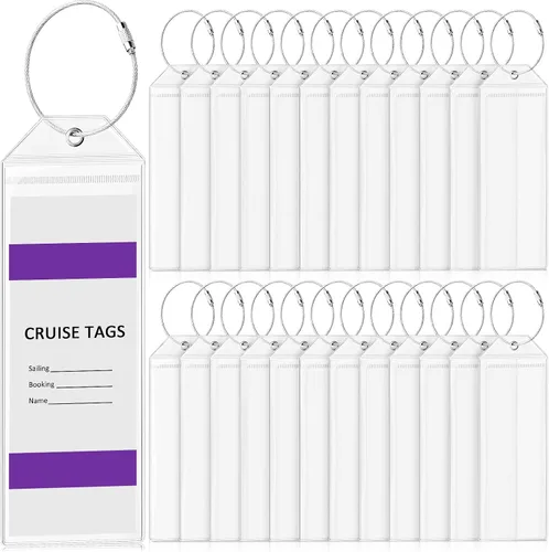 Portaetiquetas transparentes para equipaje de crucero, impermeable, de PVC, reutilizable, para bolsa de crucero, etiquetas de crucero,
