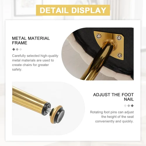 Miniatura 6 de ECHINGLE Juego de 2 sillas de comedor de terciopelo, modernas sillas de comedor tejidas tapizadas con patas de metal dorado, sillas decorativas