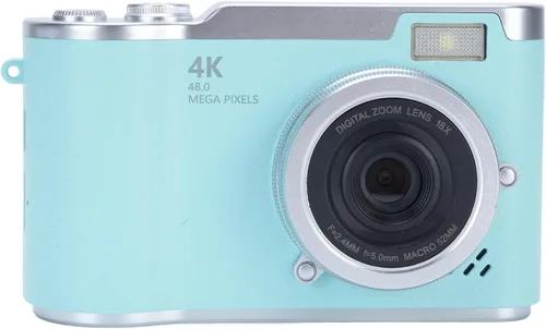 Cámara digital, 1080P HD 48MP Cámara digital de apuntar y disparar con pantalla abatible HD de 2.4 pulgadas, luz de relleno LED integrada, zoom Verde
