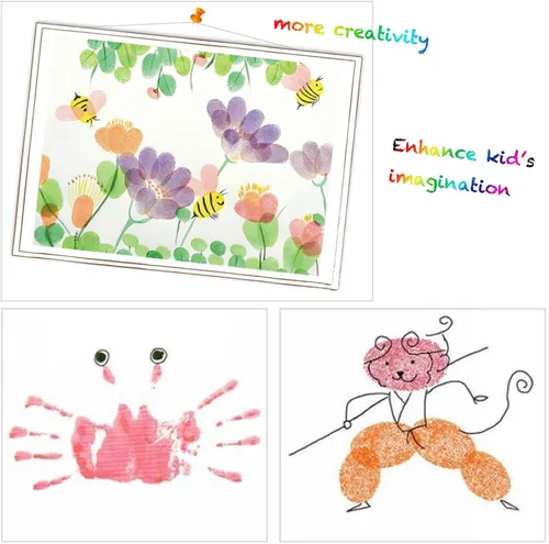Miniatura 4 de lsushine Craft socio grande Almohadilla de tinta sellos bricolaje color, 8 colores arco iris dedo Ink Pad para Niños (Pack de 8)