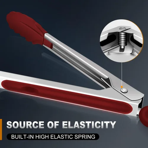 Miniatura 4 de EDDEAS Pinzas para cocinar, pinzas de cocina de 7, 9 y 12 pulgadas con punta de silicona, resistentes al calor de 600 grados, pinzas de bloqueo