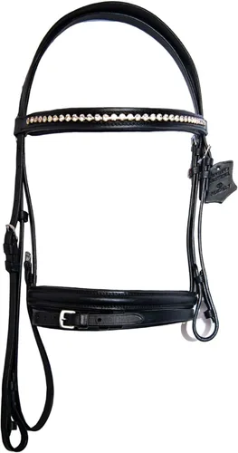 Miniatura 7 de Wonder Care Brida inglesa de cuero de vaca de grano superior para caballos, brida de caballo con banda, brida de caballo con riendas y bridas