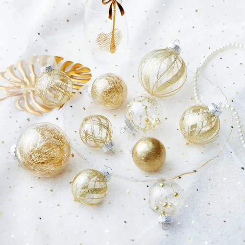 Miniatura 4 de Adornos de esferas navideñas transparentes, 24 unidades - Juego de adornos de esferas de Navidad de plástico irrompibles y decorativas para colgar