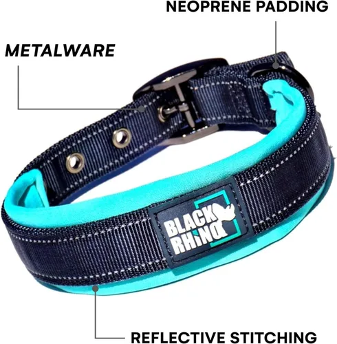 Miniatura 3 de Collares para perros Black Rhino para perros medianos - Collar de perro ajustable reflectante resistente con acolchado de neopreno ultra suave