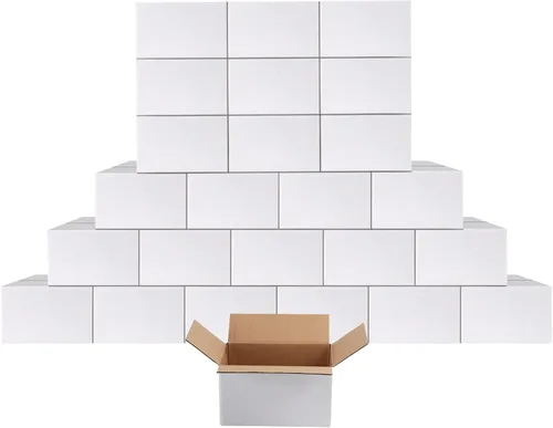 Miniatura 7 de Calenzana Cajas de envío de 7 x 5 x 4 pulgadas, paquete de 25, caja de cartón corrugado blanca para embalaje y almacenamiento por correo