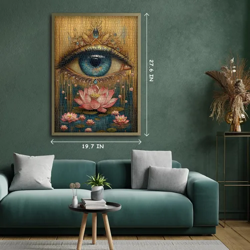 Miniatura 4 de Rompecabezas de Ojos de Loto para Adultos 1000 Piezas, Rompecabezas Temáticos de Arte de Ojos de Flores, Rompecabezas Vintage Hermosos y Desafiantes