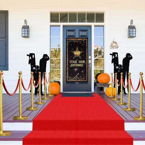 Miniatura 7 de Timtin Pancarta de entrada VIP para fotografía con alfombra roja, accesorios de paparazzi, alfombra de 2.6 x 15 pies, cinta adhesiva de doble cara