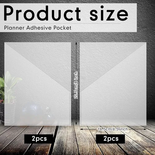 Miniatura 2 de Chinco Paquete de 4 bolsillos adhesivos para planificadores, bolsillos adhesivos transparentes para planificadores, hogar, oficina y accesorios