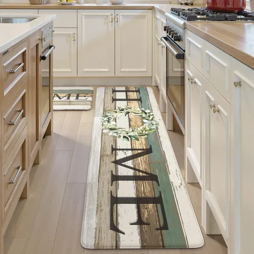 Miniatura 41 de KIMODE Alfombra Antifatiga para Cocina 2 Piezas, Alfombras de Cocina Impermeables y Antideslizantes, Alfombra de Cocina de Estilo Rústico para Piso