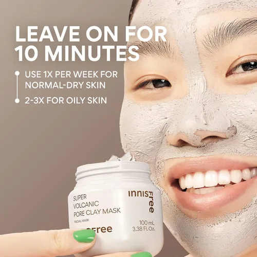 Miniatura 8 de innisfree Super Volcanic Clay Mask, Pore Cleansing & Oil Control Face Mask for Oily Skin with AHA, Korean Wash-Off Clay Mask for Clogged Pores