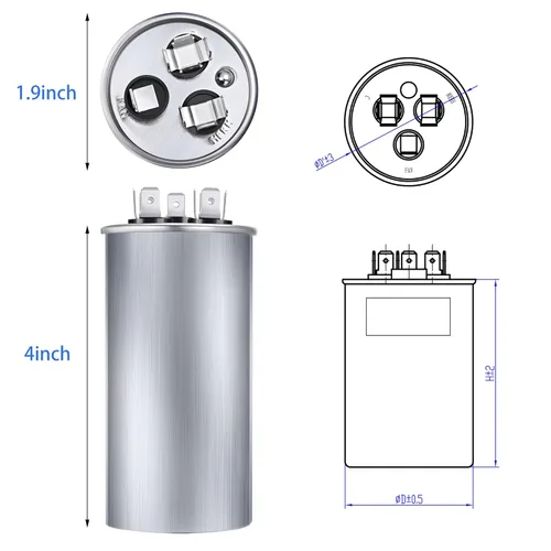 Miniatura 2 de 30/5 MFD uF 370/440V CBB65 Condensador redondo de doble funcionamiento para motor de CA, condensador HVAC, reemplazo de aire acondicionado, bomba