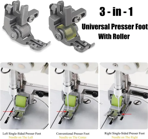Miniatura 6 de Prensatelas universales con rodillo, prensatelas multifuncionales tres en uno para máquina de coser de coche plano