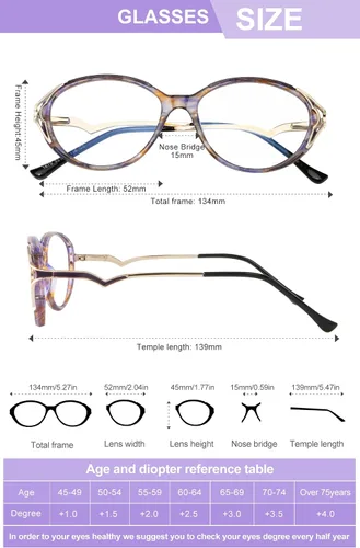 Miniatura 3 de OKH Women's Reading Glasses - Progressive Multifocus Readers Blue Light Blocking Multifocal Transition Reading Glasses
