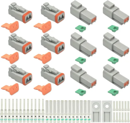 Miniatura 10 de Kit de 205 piezas de conectores Deutsch, conectores DT de 2, 3, 4, 6, 8 y 12 pines, conectores eléctricos impermeables IP67 con 70 pares