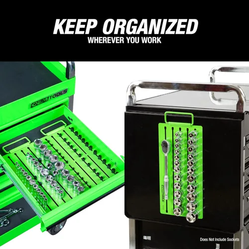 Miniatura 7 de OEMTOOLS 22389 Pro Bandeja magnética para dados, organizador de trinquete personalizable, pernos de accionamiento ajustables, organizador de juego
