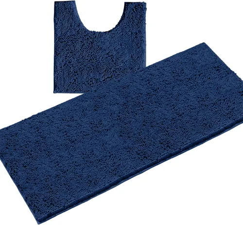 Miniatura 52 de LuxUrux Juego de 2 tapetes de baño de felpa extrasuave, material de microfibra de felpilla de 1 pulgada, color verde súper absorbente