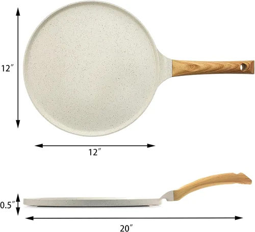 Miniatura 6 de SENSARTE - Sartén antiadherente con esparcidor, revestimiento Dosa, plana, 12 pulgadas con recubrimiento cerámico natural, con mango que se mantiene