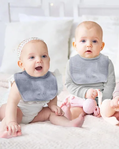 Miniatura 5 de Baberos de muselina unisex para niñas y niños, paquete de 4 baberos 100% algodón para babeo y dentición, 0-36 meses, regalos para bebés, regalos