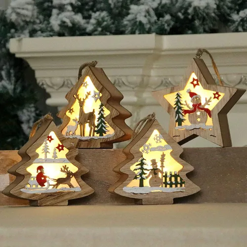 Miniatura 2 de Adornos de Navidad con forma de árbol de muñeco de nieve, luz colgante para Navidad, cumpleaños, fiesta, decoración artística (muñeco de nieve)