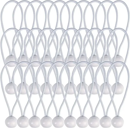 AOPRIE Paquete de 30 bolas elásticas de 6 pulgadas de color blanco, resistentes a la intemperie, correas de amarre resistentes a la intemperie,