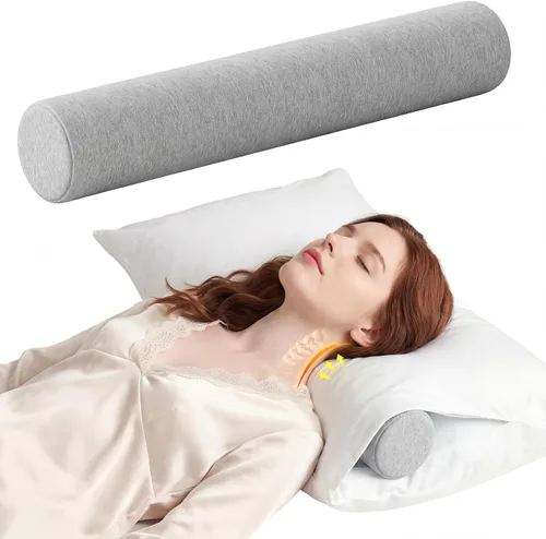 Miniatura 15 de Almohada Cervical de Rollo, Almohadas de Soporte Cervical de Espuma Viscoelástica, Almohadas de Cuello Redondas, Almohadas Cilíndricas de Refuerzo