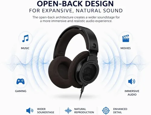 Miniatura 4 de PHILIPS SHP9500CY Over-Ear Open-Back Hi-Fi Headphones – 50mm Drivers, Lightweight Comfort Design, Wide Soundstage, Detachable Cable, Home Audio