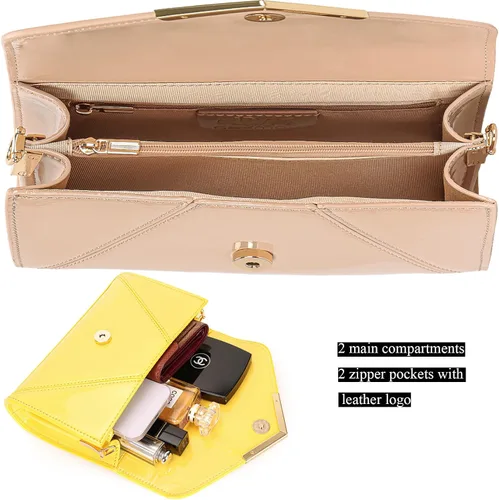 Miniatura 7 de DEXMAY - Bolso de mano de noche para mujer, de charol sintético, plegable, bolso formal