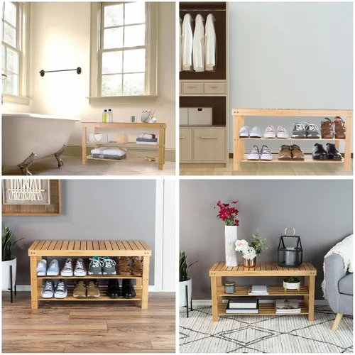 Miniatura 7 de Lavish Home Zapatero de bambú de 2 niveles